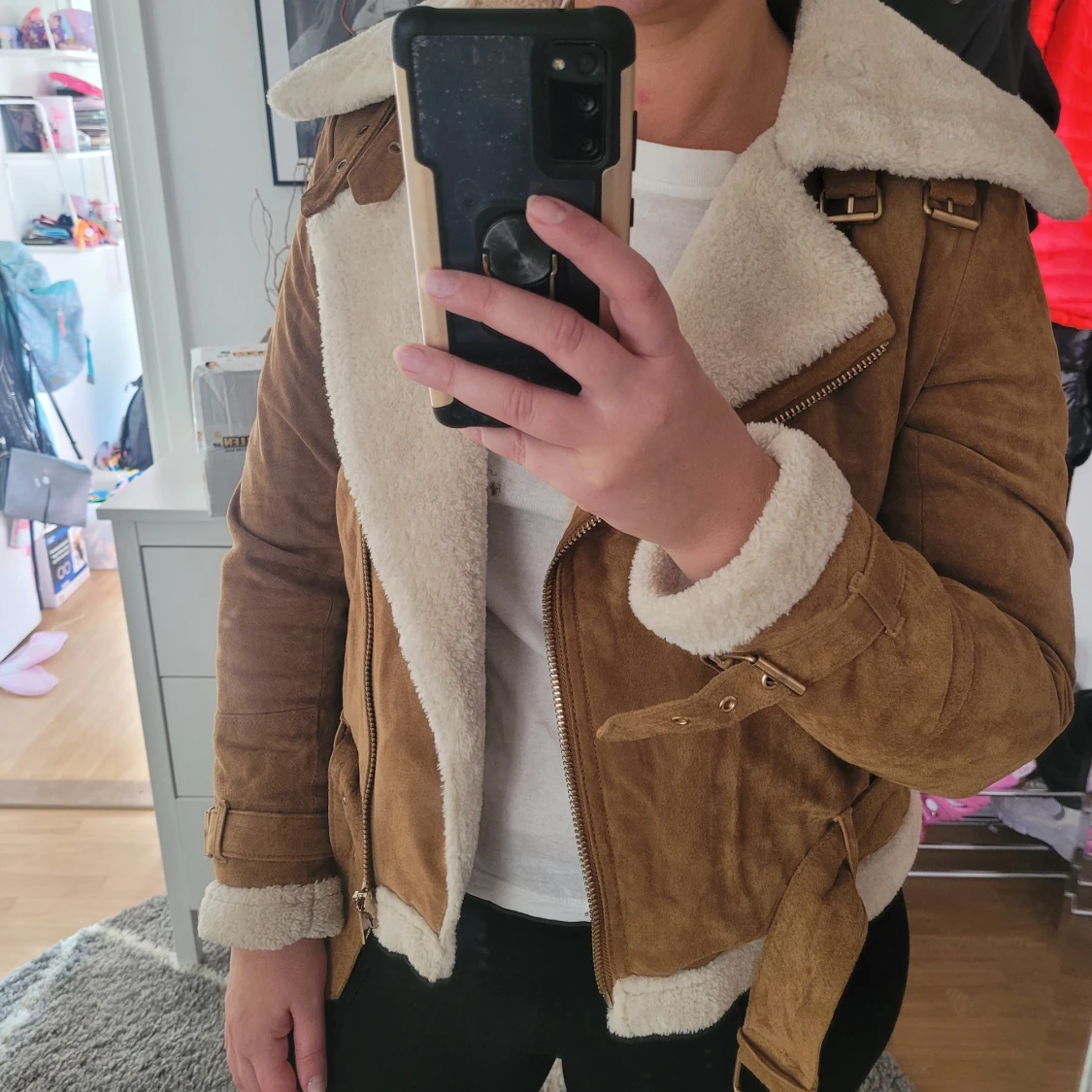 Shearling jacka i äkta mocka - 91