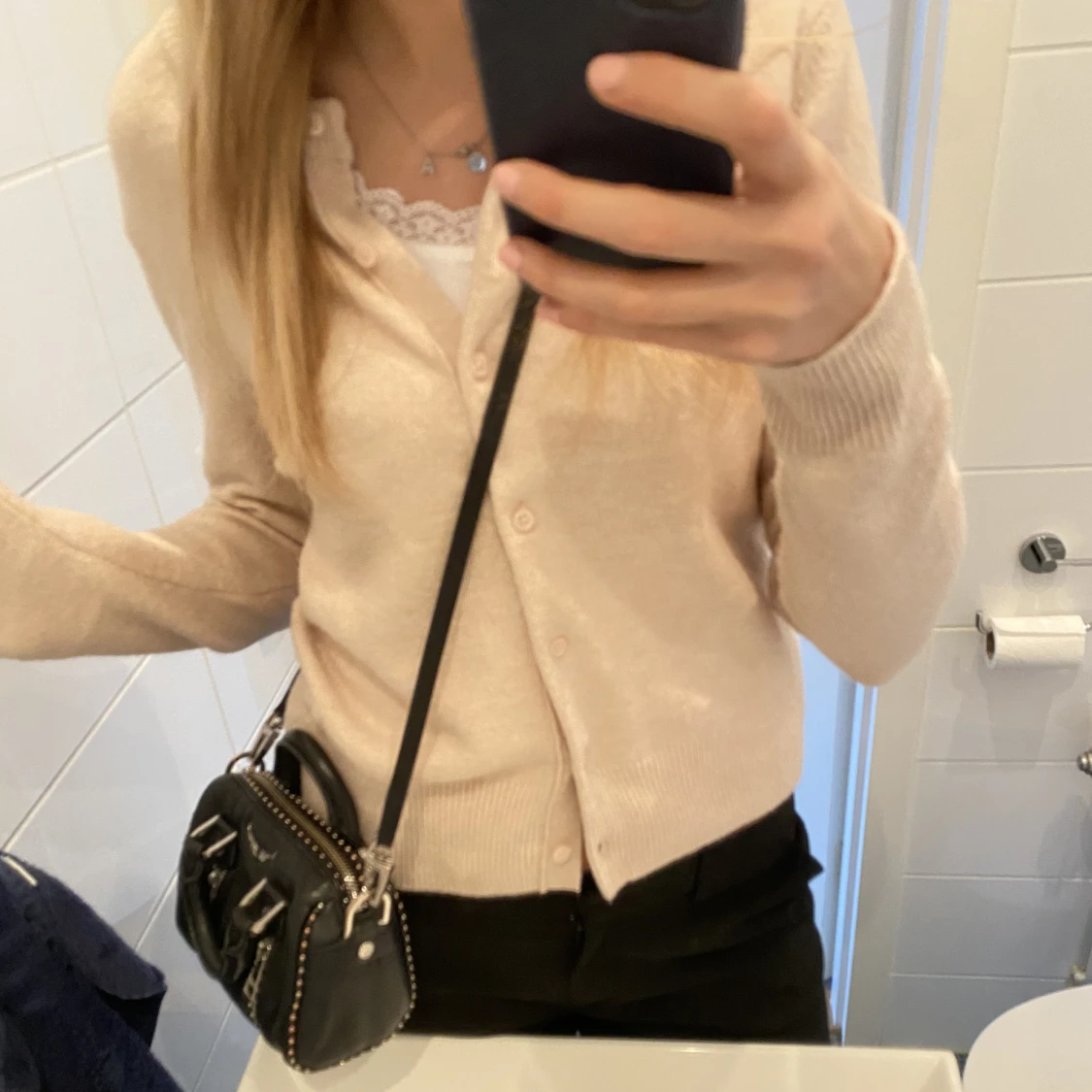 Rosa kofta i cashmere - 90