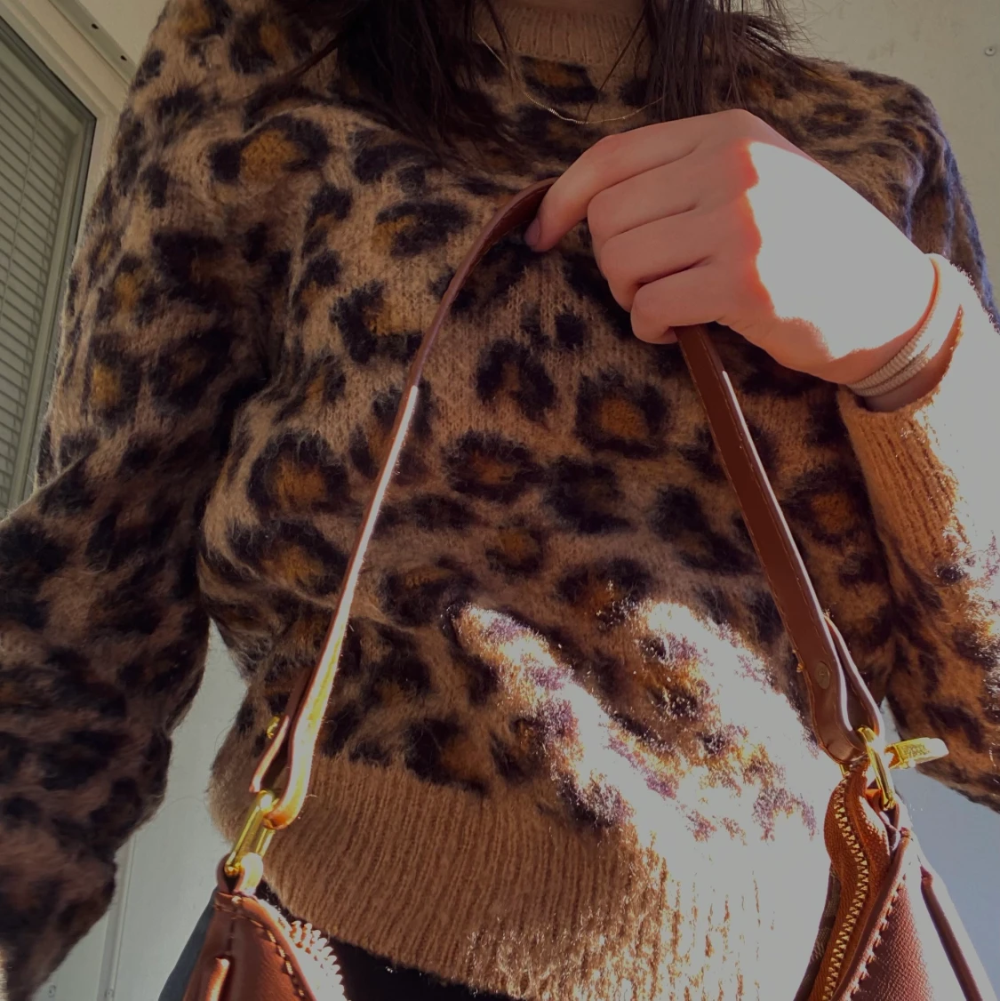 Stickad leopard tröja🤎 - 90