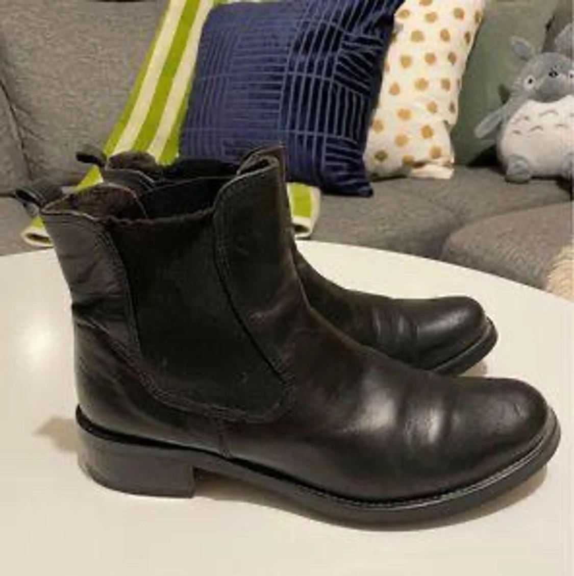 Svarta dam boots i läder, NK. - 90