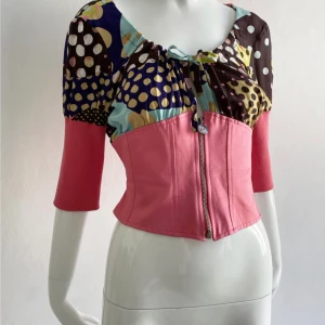 Colorful bustier top corset style -  Beautiful Corset with zipper in the front. In Perfect vintage condition. Brand: Christian Lacroix 