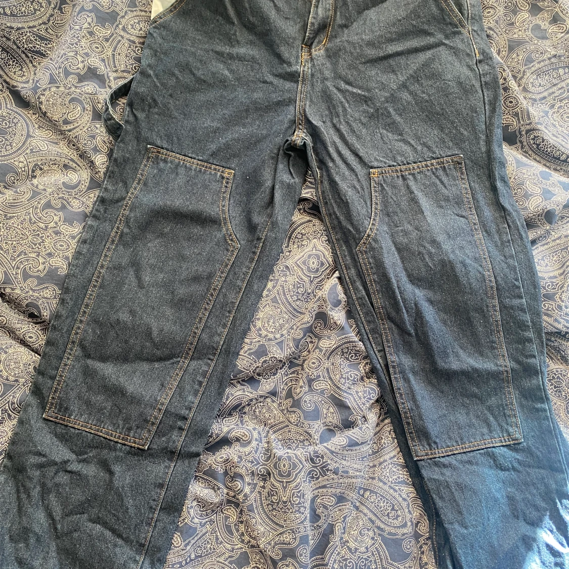 Blå carpenter jeans doubble knee avklipp