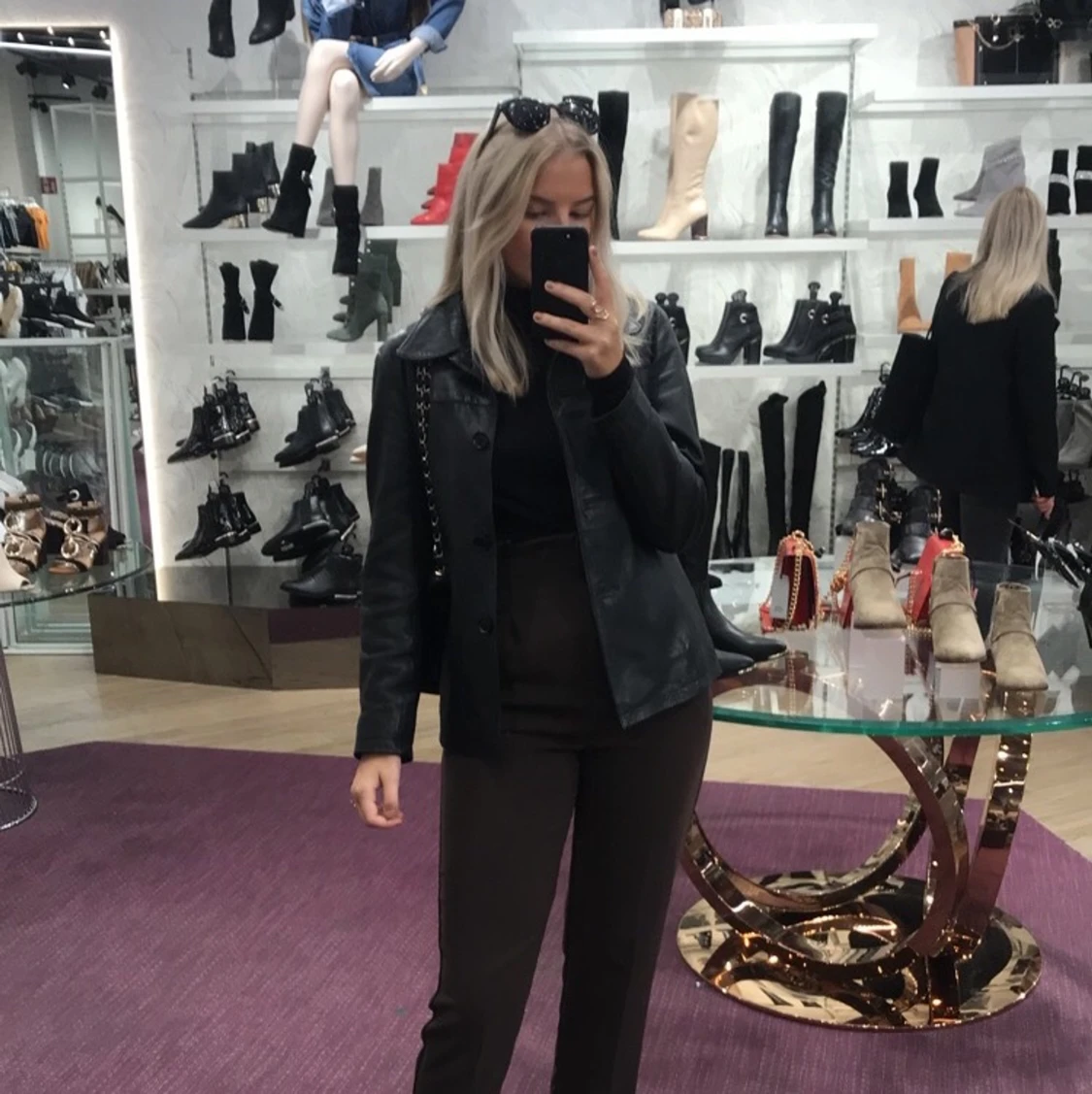 Svart läder jacka  - 90