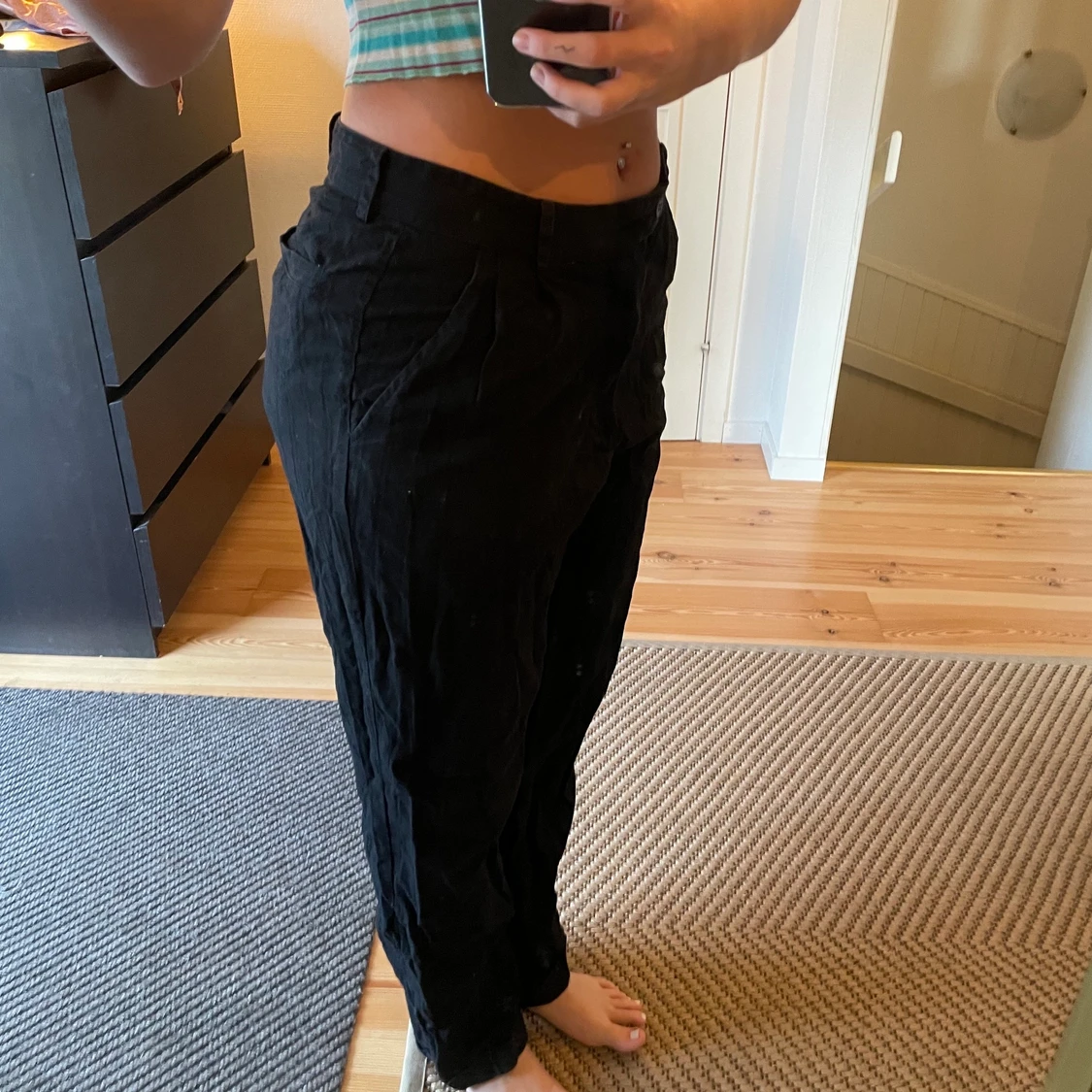Svarta linnebyxor  - 90
