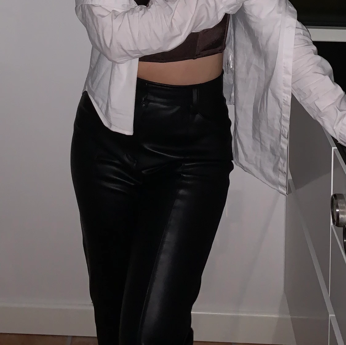 Raka Läderbyxor  - 90