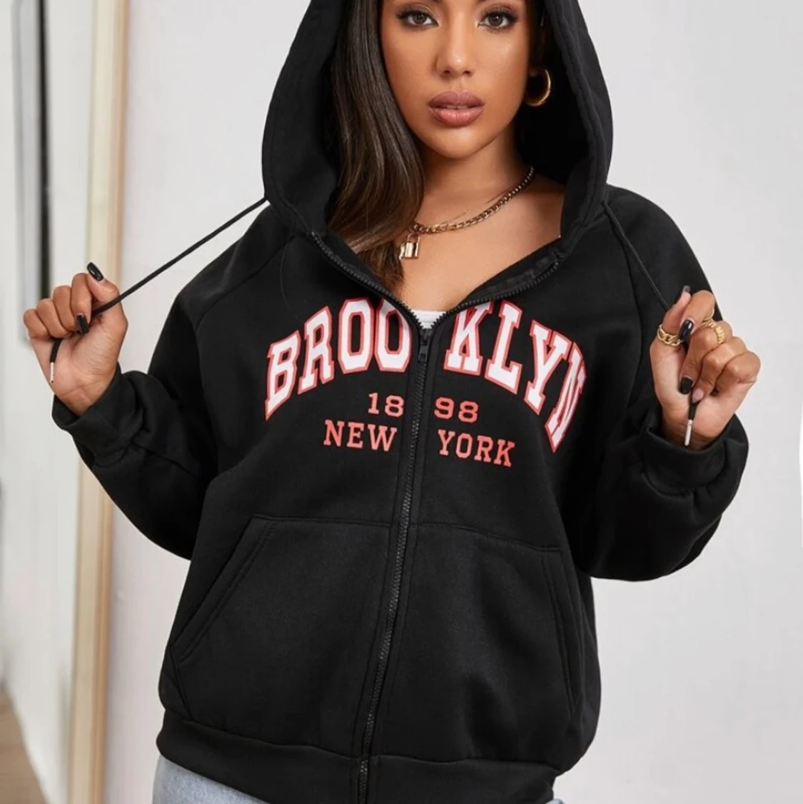 Svart ziphoodie - 91