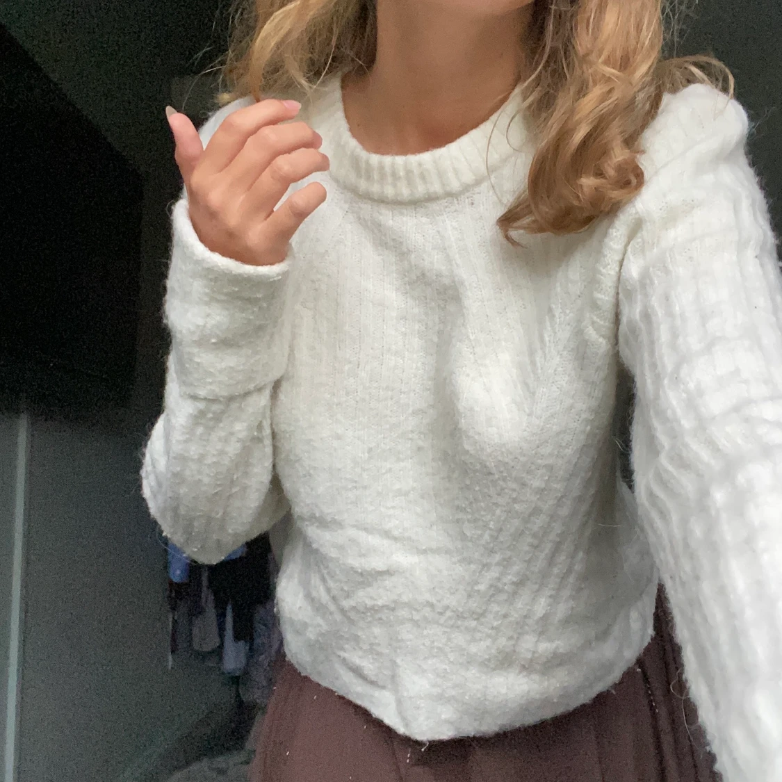 Vit stickad tröja - 90