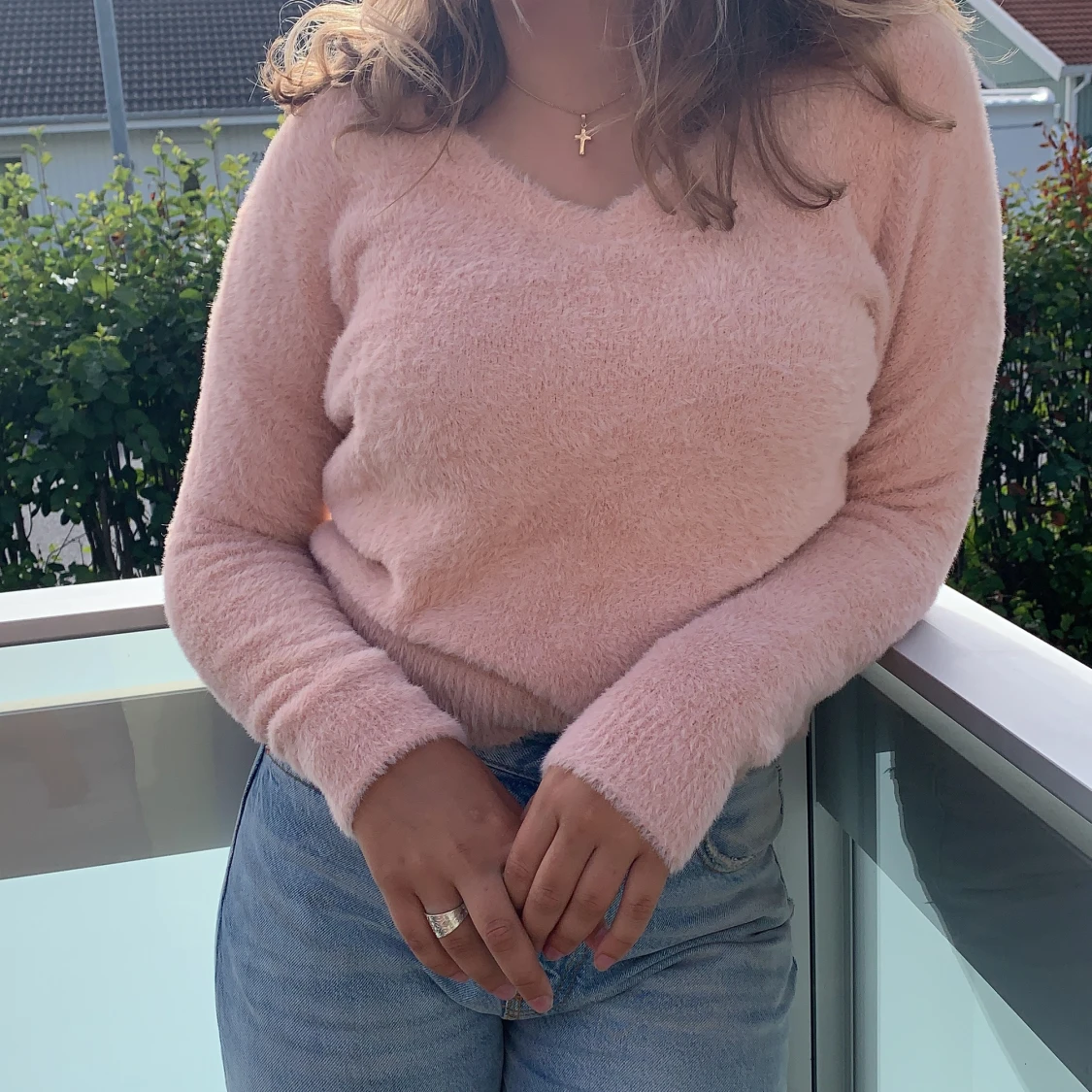 Rosa Fluffig tröja Storlek XS