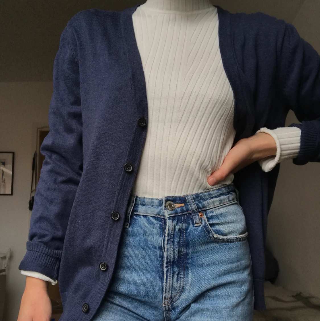 Marinblå oversized cardigan - 90