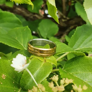 Guld ring av rostfritt stål: 19 - Guld silver ring av rostfritt stål. Inre diameter 15,5 mm. Gord av stål så kommer inte färga av