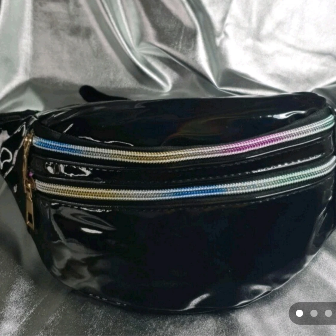 Midjeväska svart  läderbältesväska - 90