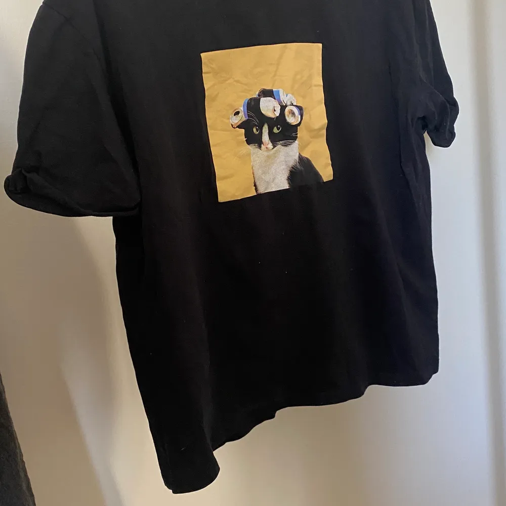 Gullig T-shirt från zara med en kissekatt på🥺 använd enstaka gång, hittar inga anmärkningar! . T-shirts.