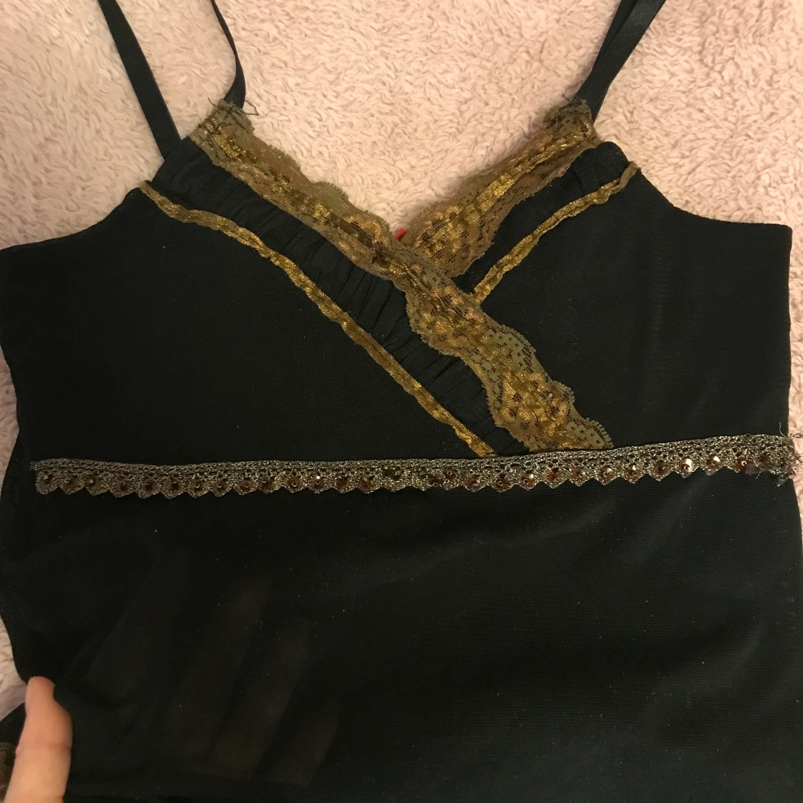 svart spets top - 90