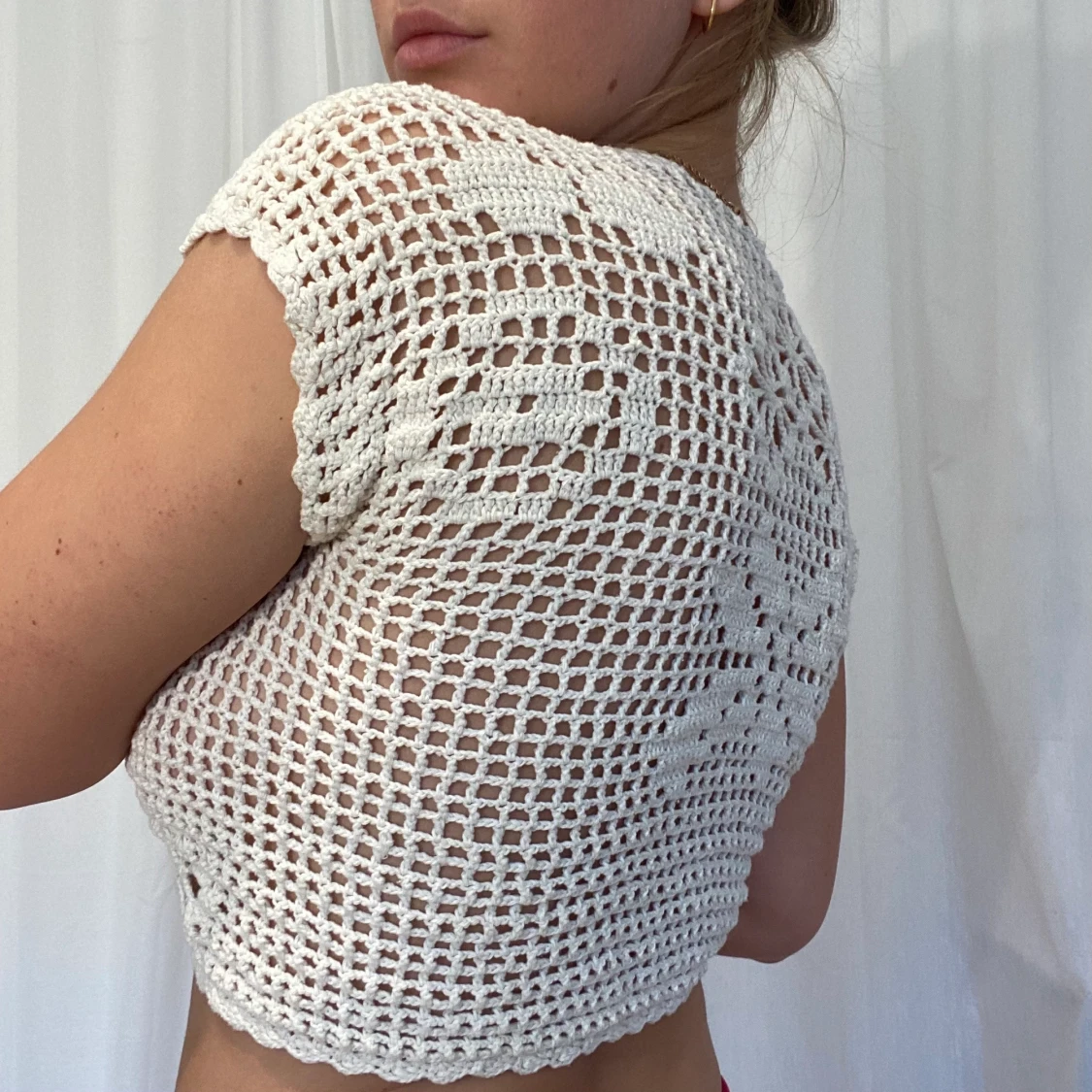 Beige virkad topp - 91