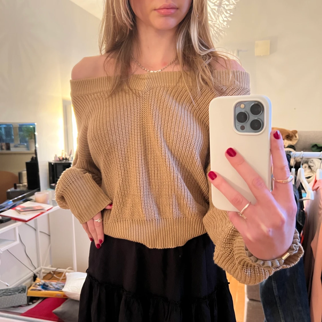 Brun/beige stickad tröja