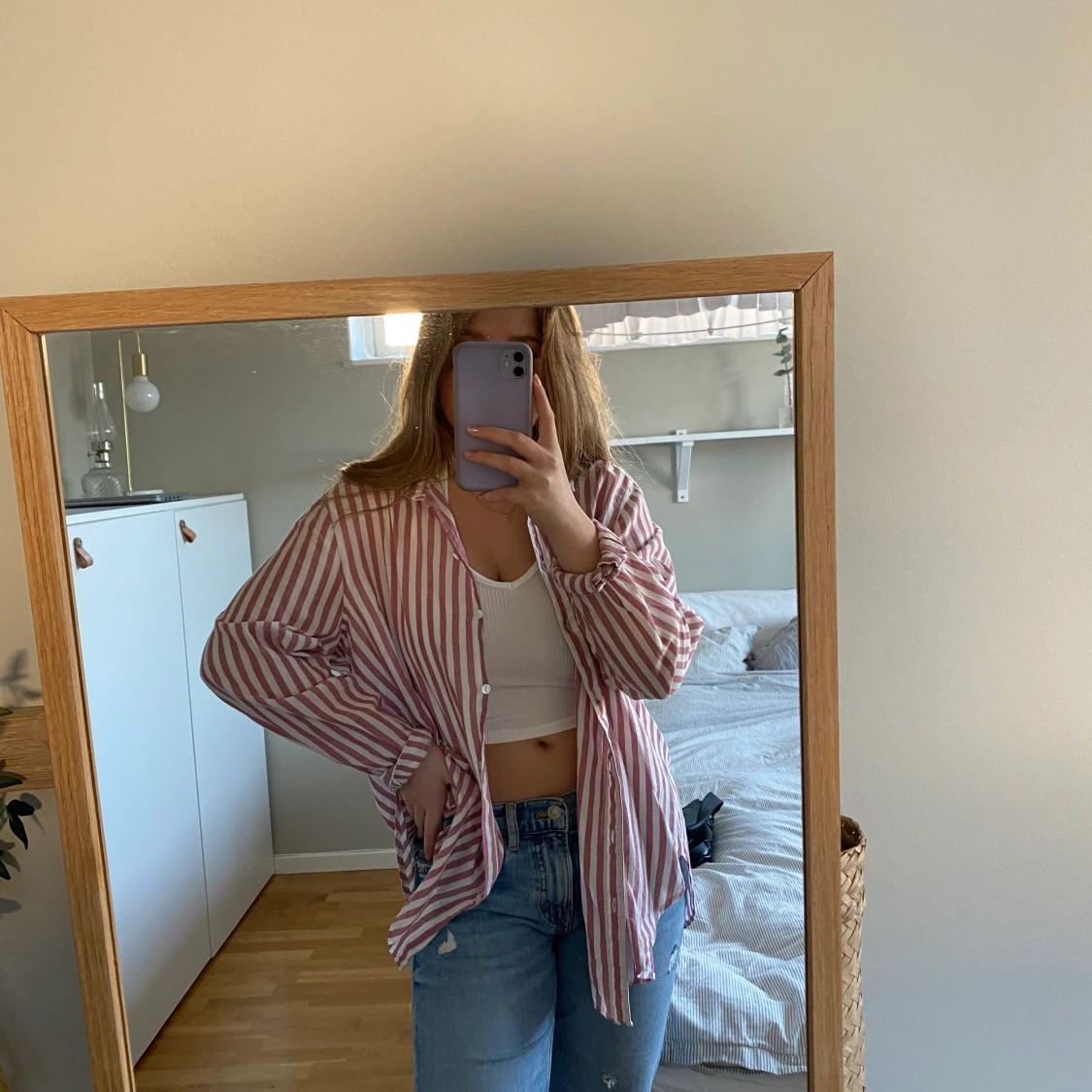 Röd vit randig skjorta  - 91