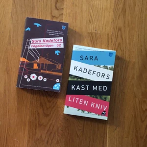 Böcker - Två stycken Sara kadefors böcker. Man får välja om man vill köpa båda eller en av dem. Så 20kr styck är priset så om man vill köpa båda så blir det 35kr:)                       Spårbart paket så blir frakten 66kr men vid köp av en kan man få brevporto för 48kr.