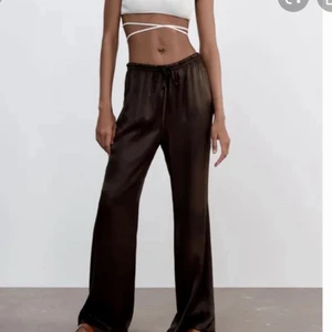 Bruna byxor från zara  - Säljer mina superfina zara byxor som är väldigt fina nu till sommaren! Jag säljer dessa pga att dem är lite för små för mig.  Knappt använda!💕 (första bilden är lånad) skriv privat för fler bilder