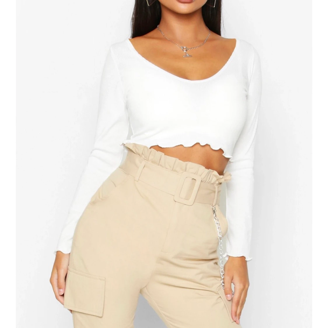 Svart ribbad kort tröja