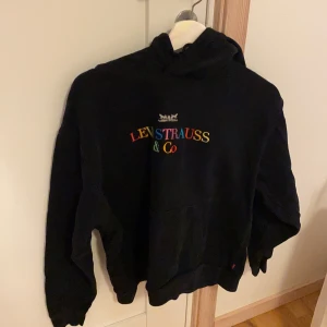 Svart Levis Hoddie med tryck strl Xs - Använd fåtal gånger. Säljer eftersom den inte kommer till användning. Jag skulle säga att modellen är större än en Xs. 