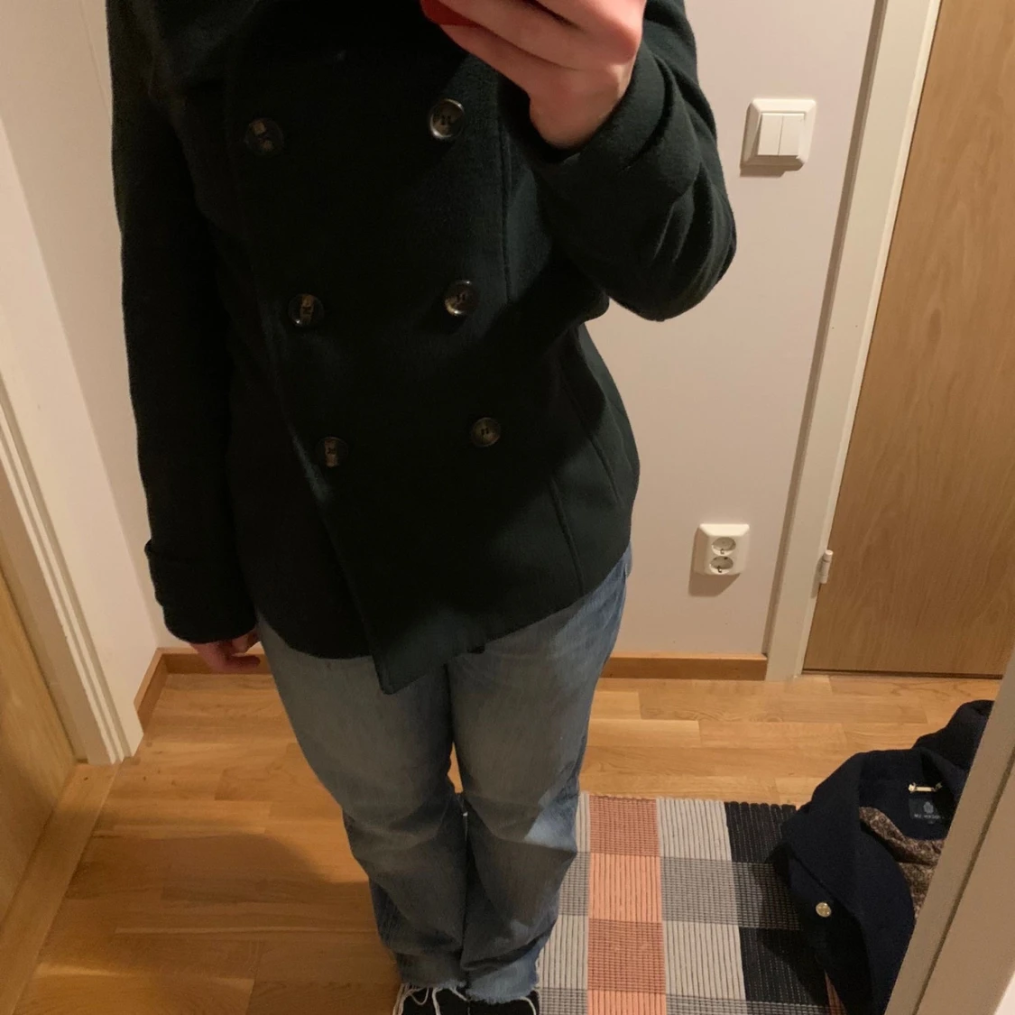 Kort mörkgrön kappa - 91