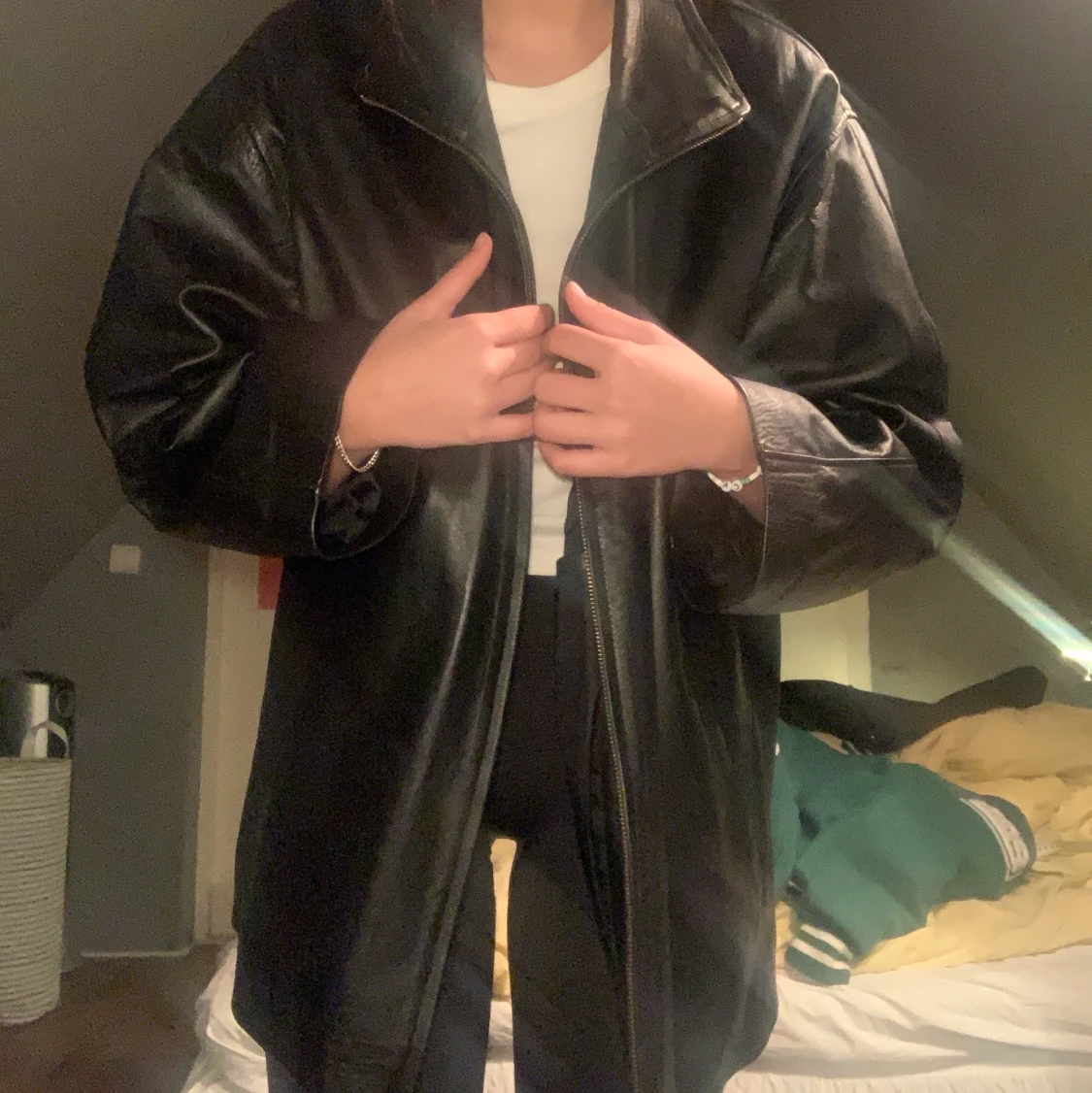 Vintage oversized läderjacka - 91