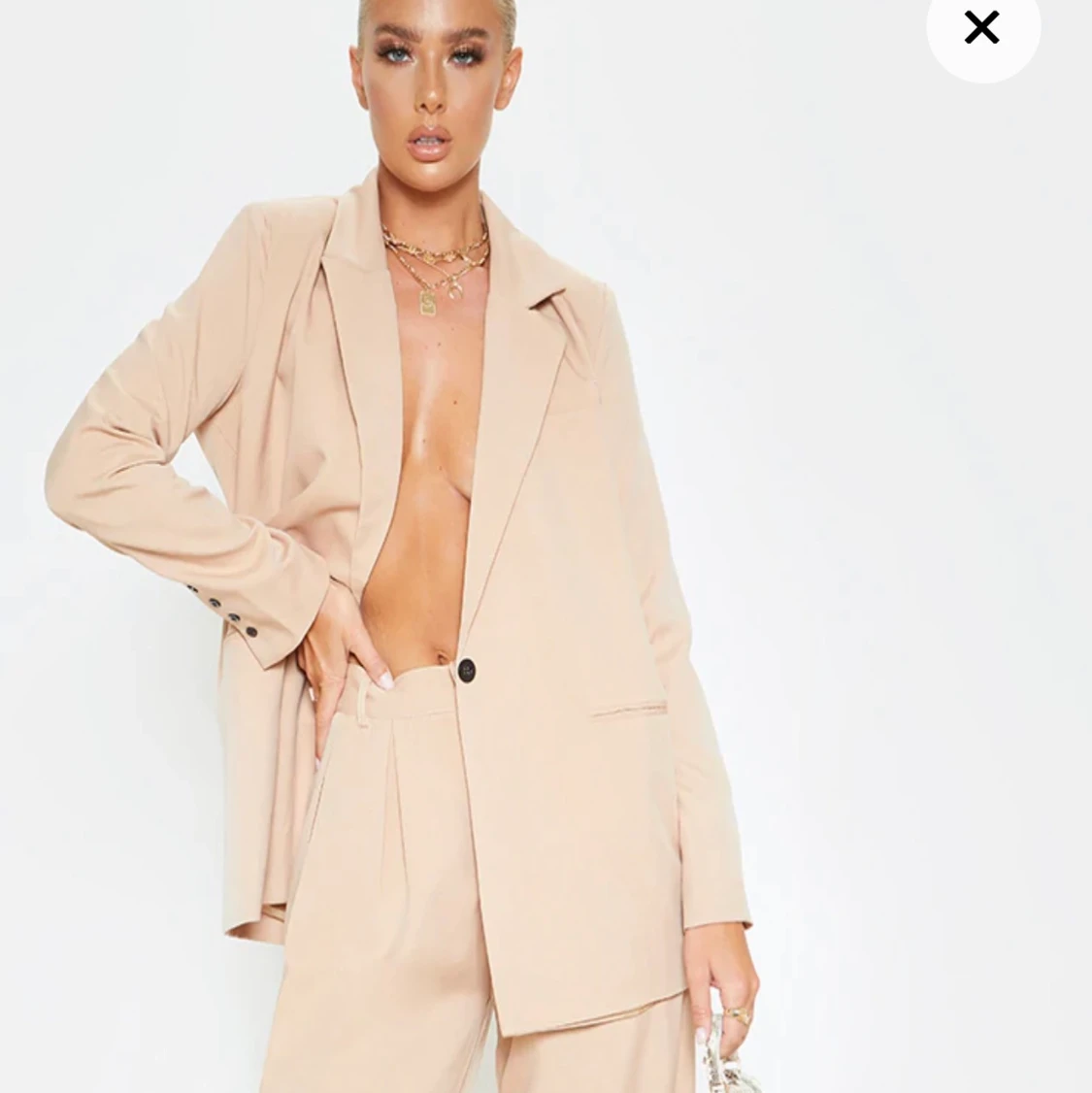 Camel Oversized Dad Blazer - 91