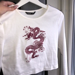 Långärmad topp - En skitsnygg tröja med en drake på, tröjan är aldrig använd då jag råkade köpa två stycken utav den! Lite kortare modell, väldigt bra kvalite. Stl m men passar xs/S