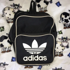 Adidas - Liten ryggväska - Liten, unik ryggväska från Adidas! Ca. 25cm bred och 30cm hög. Den här filuren har varit med på många äventyr och hoppas även att den nya ägaren kommer dela med sig av sådana :) Har även ett fack i den stora öppningen utan dragkedja!