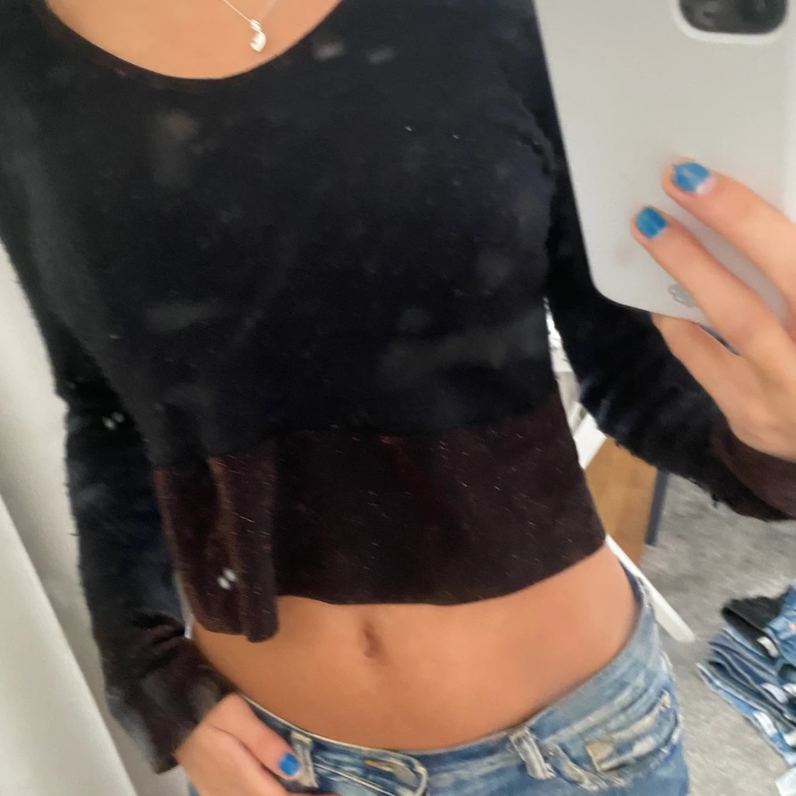 Stickad svart tröja - 91