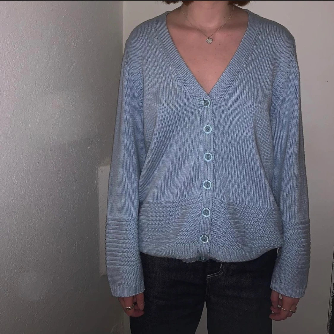 Söt Ljusblå kofta, Oversized  - 90