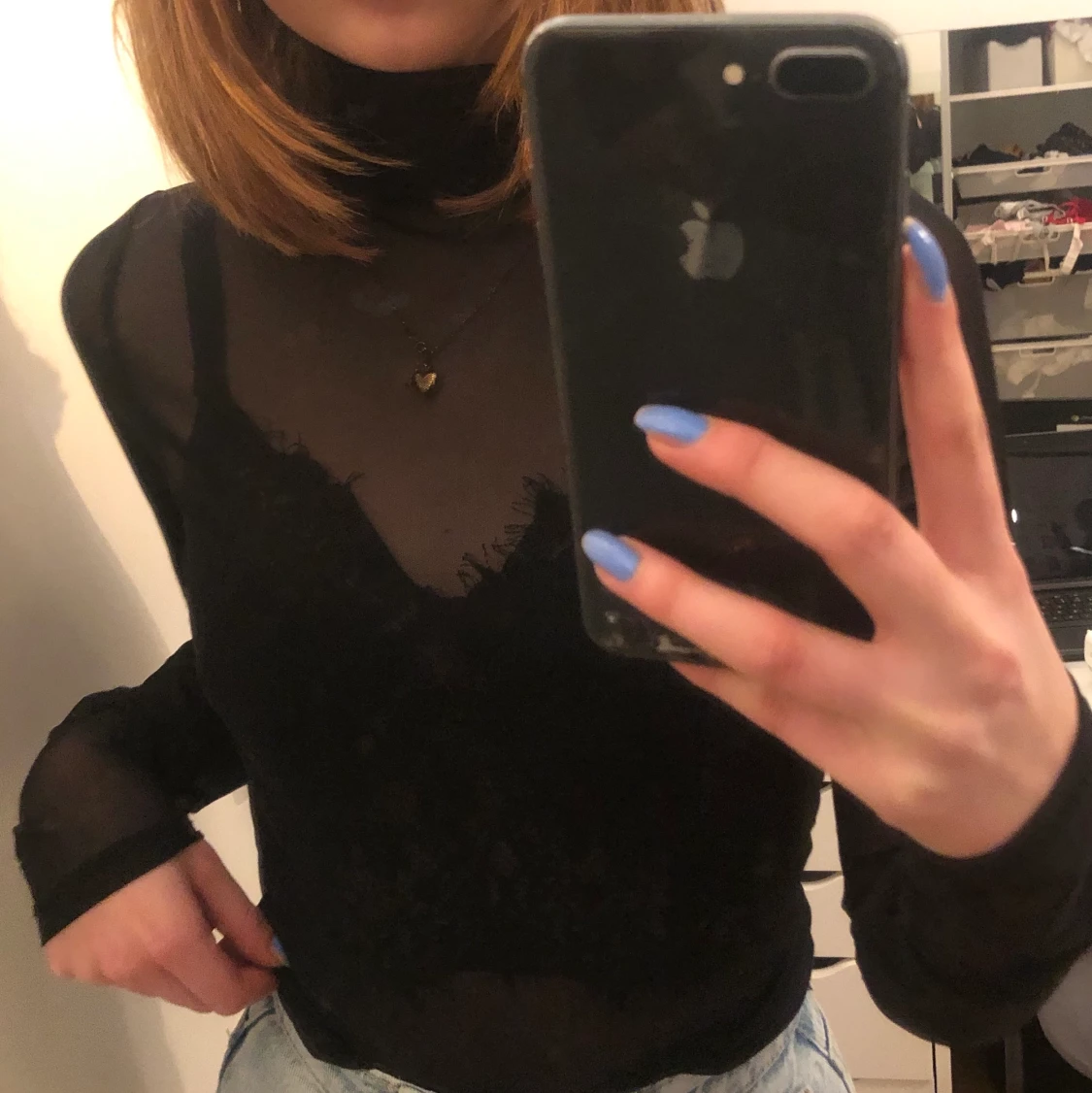 Fin svart  mesh tröja - 90