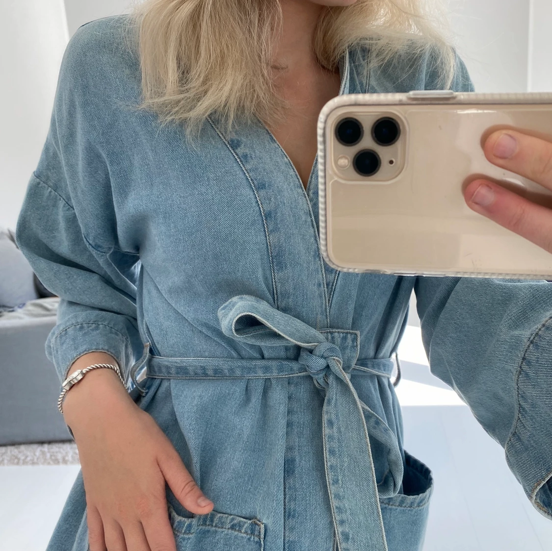 Fin tyg jeans jacka💙