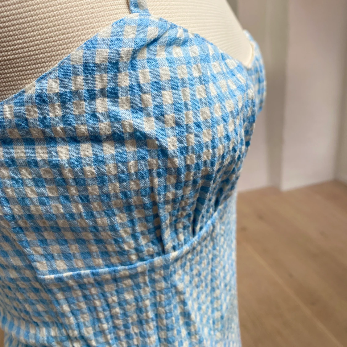 Klänning- blå och vit rutig - 90