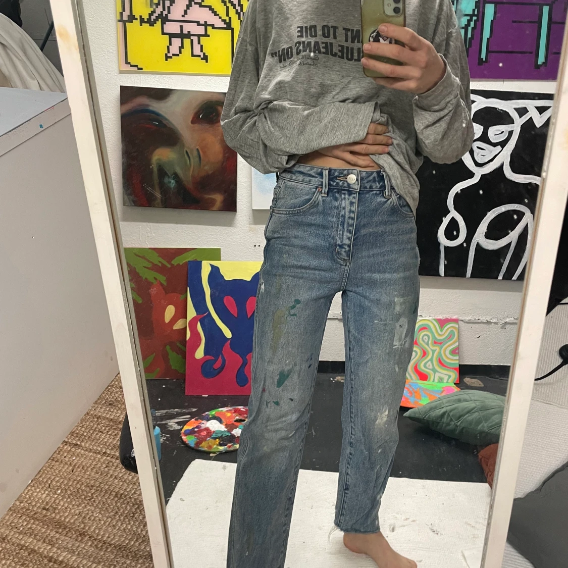 Neuw jeans strl 26 med färgdetaljer  - 90