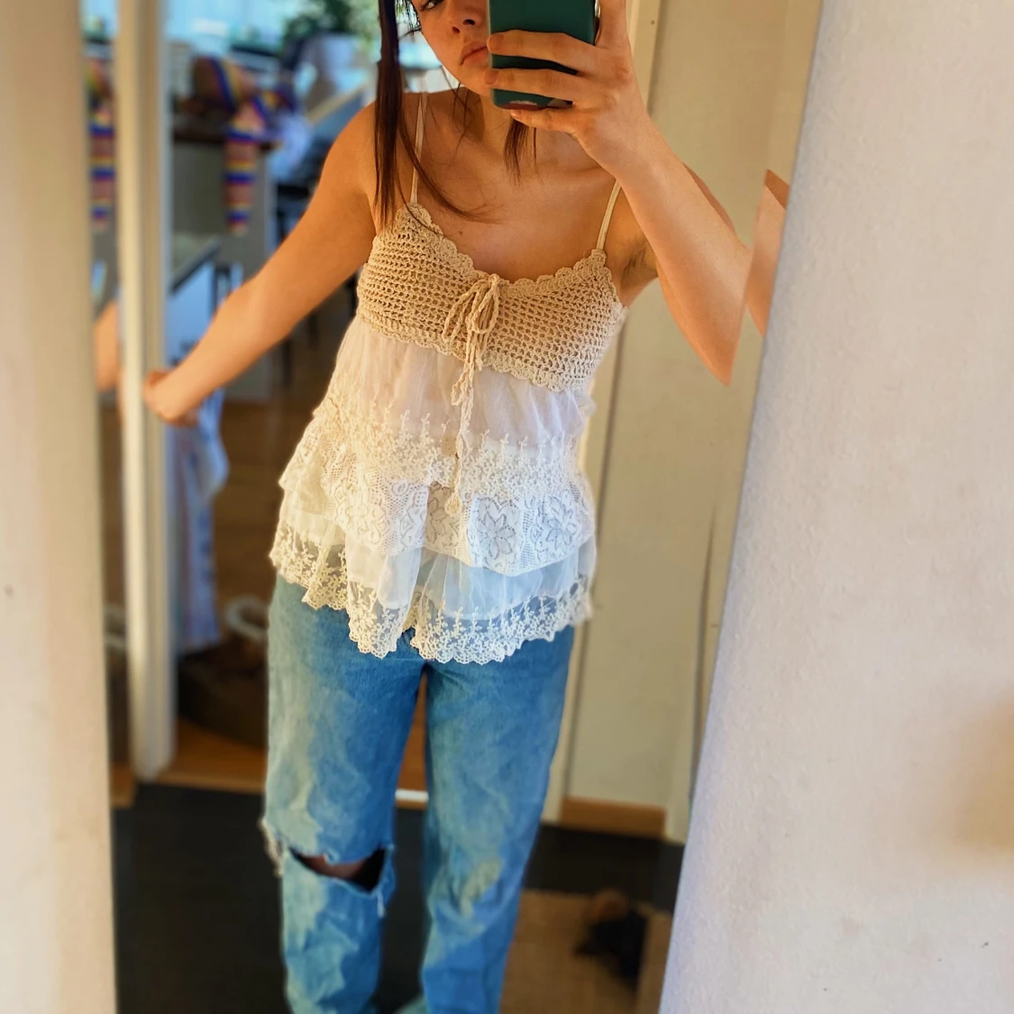 Gullig virkad topp - 91