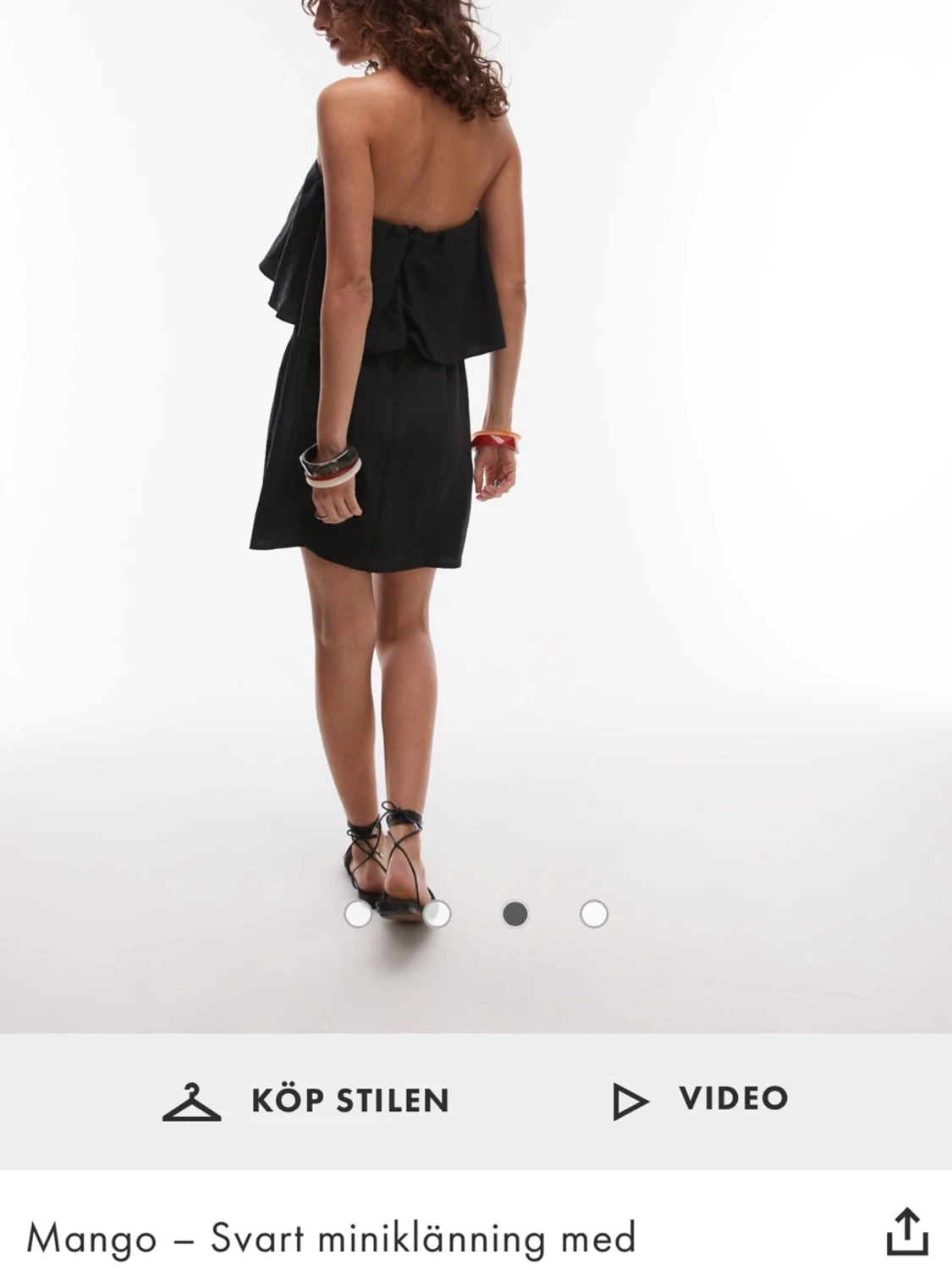 Svart axelbandslös klänning Mango - 1