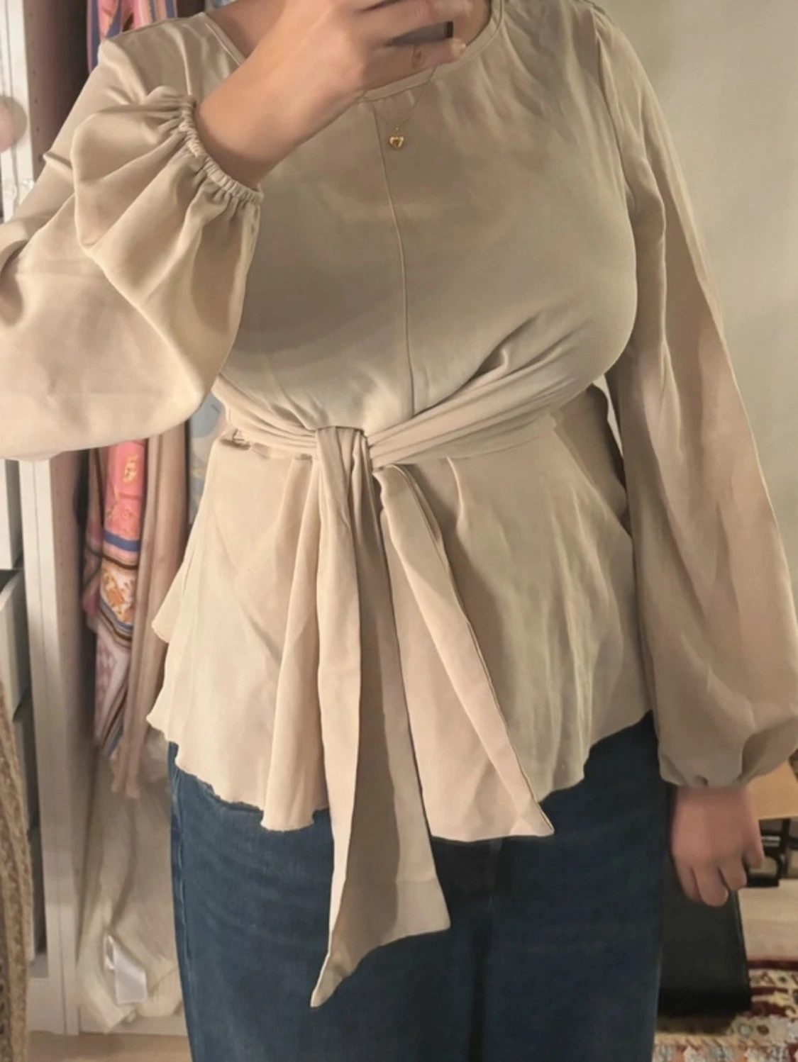 Beige wrap blouse - 2