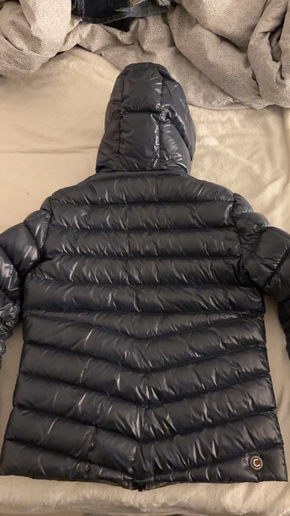 Mörkblå Colmar dunjacka med huva - 1