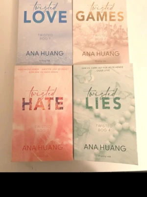 Twisted-serien (Love, Games, Hate, Lies) - Upptäck Twisted-serien av Ana Huang! Fyra böcker med snygga omslag och titlar som Love, Games, Hate och Lies. Perfekt för dig som gillar intensiva känslor, relationer och spännande berättelser. En modern serie som passar unga vuxna och ungdomar.