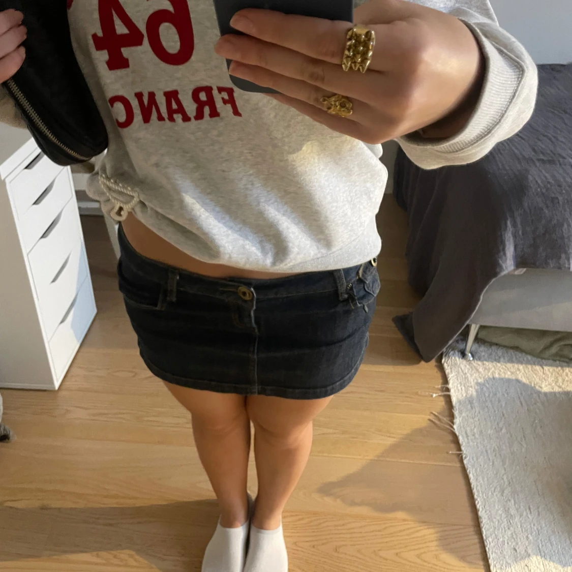 Lågmidjad jeans kjol - 4