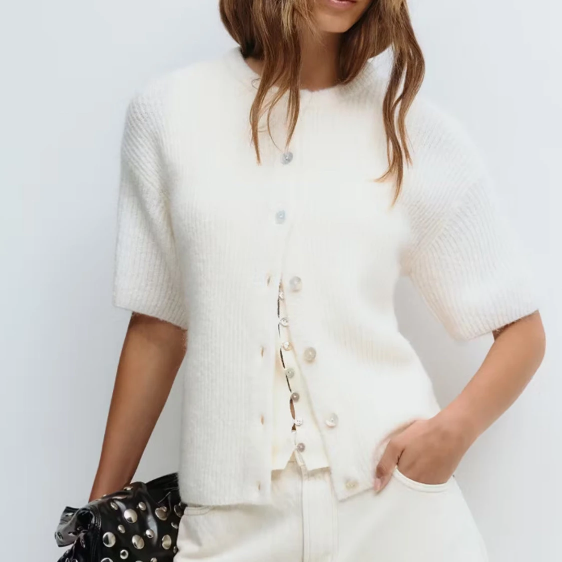 Vit kortärmad kofta från Gina Tricot - 1