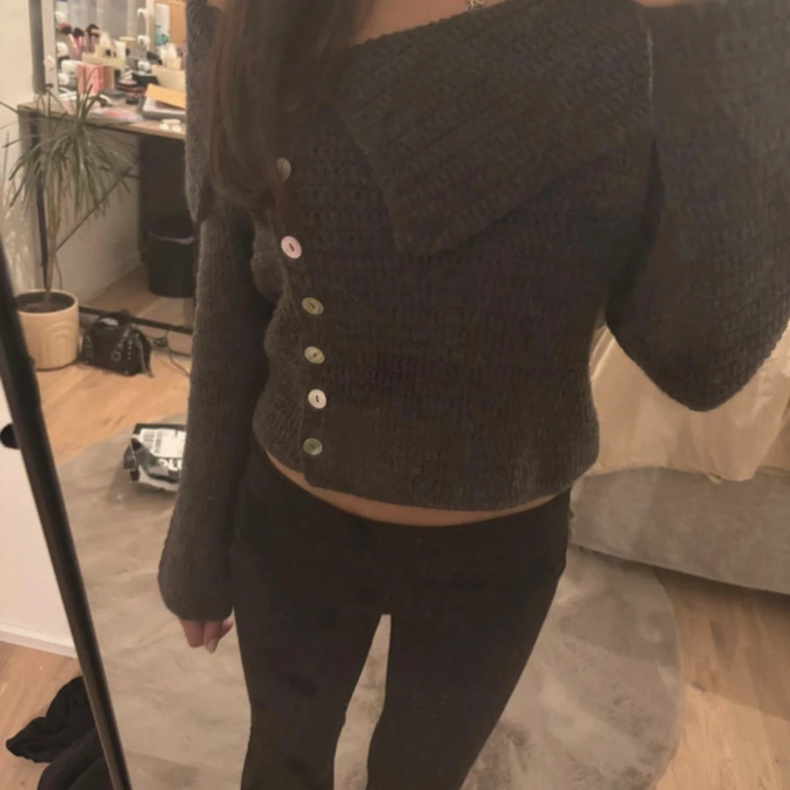 Mörkgrå stickad kofta från Zara - 3