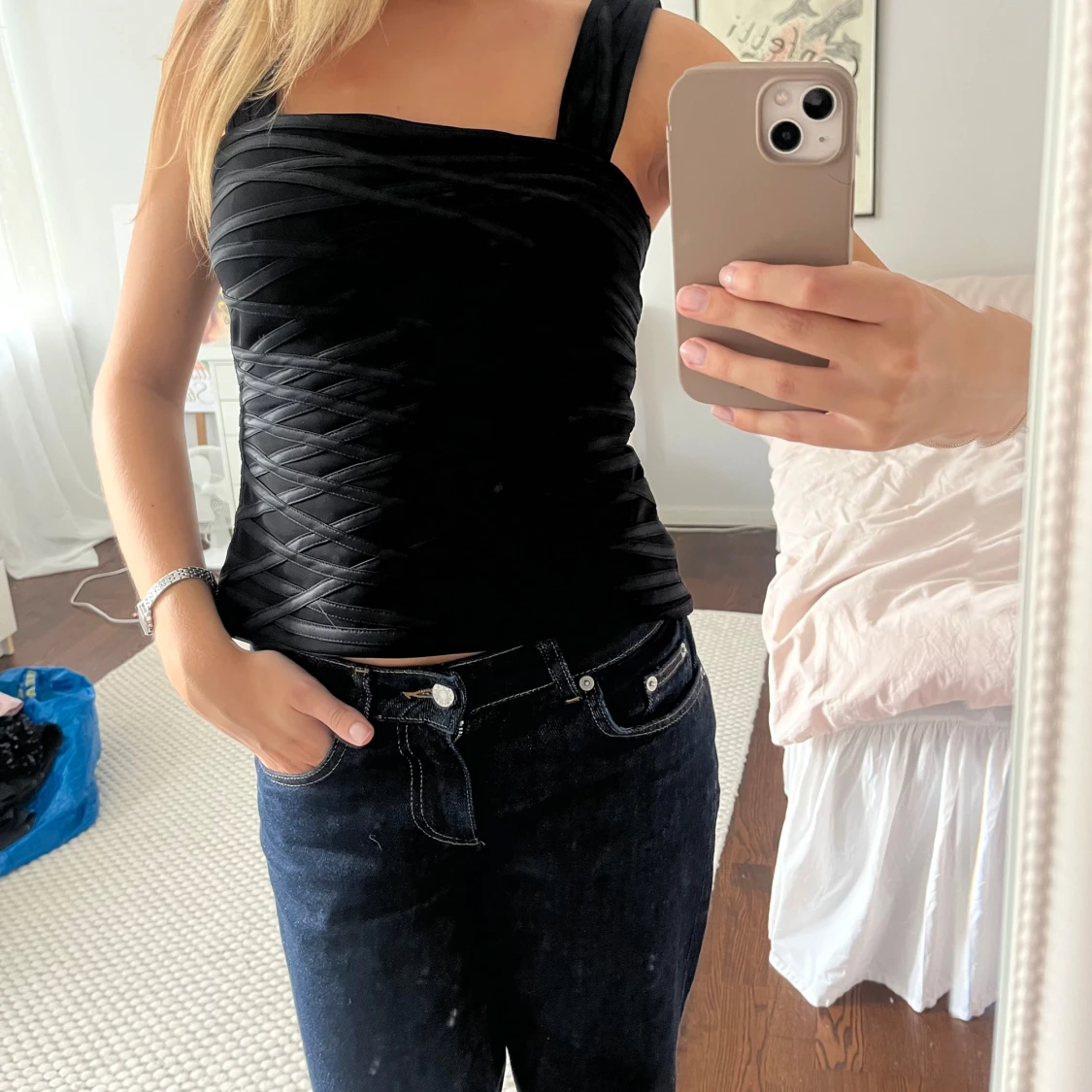 Svart korsett-topp 