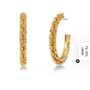 Guldiga chunky hoops med detaljer - Säljer ett par jättefina guldiga örhängen, i nytt skick!