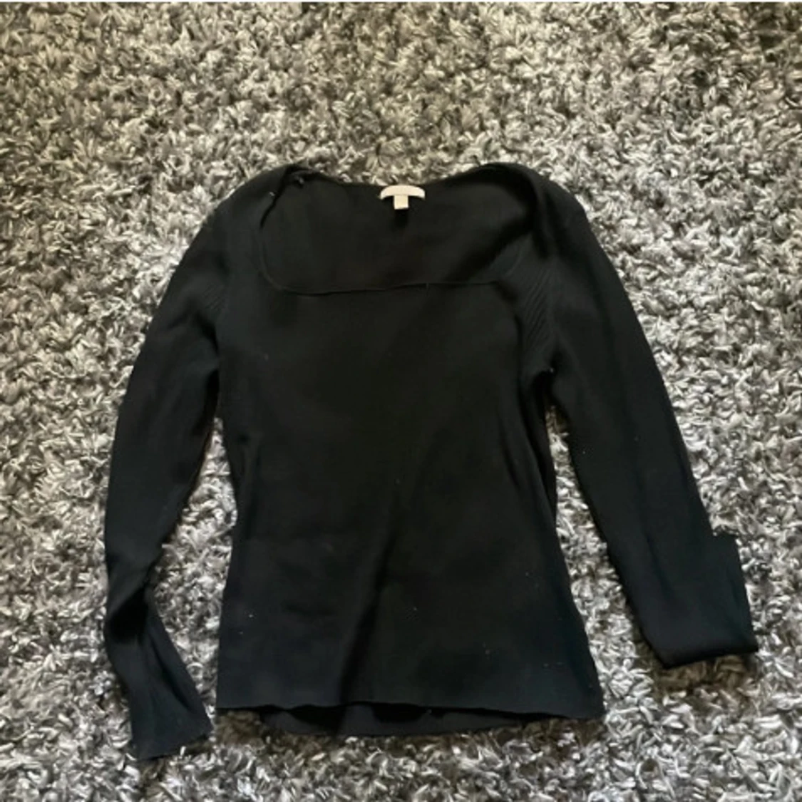 Svart ribbad långärmad tröja H&M