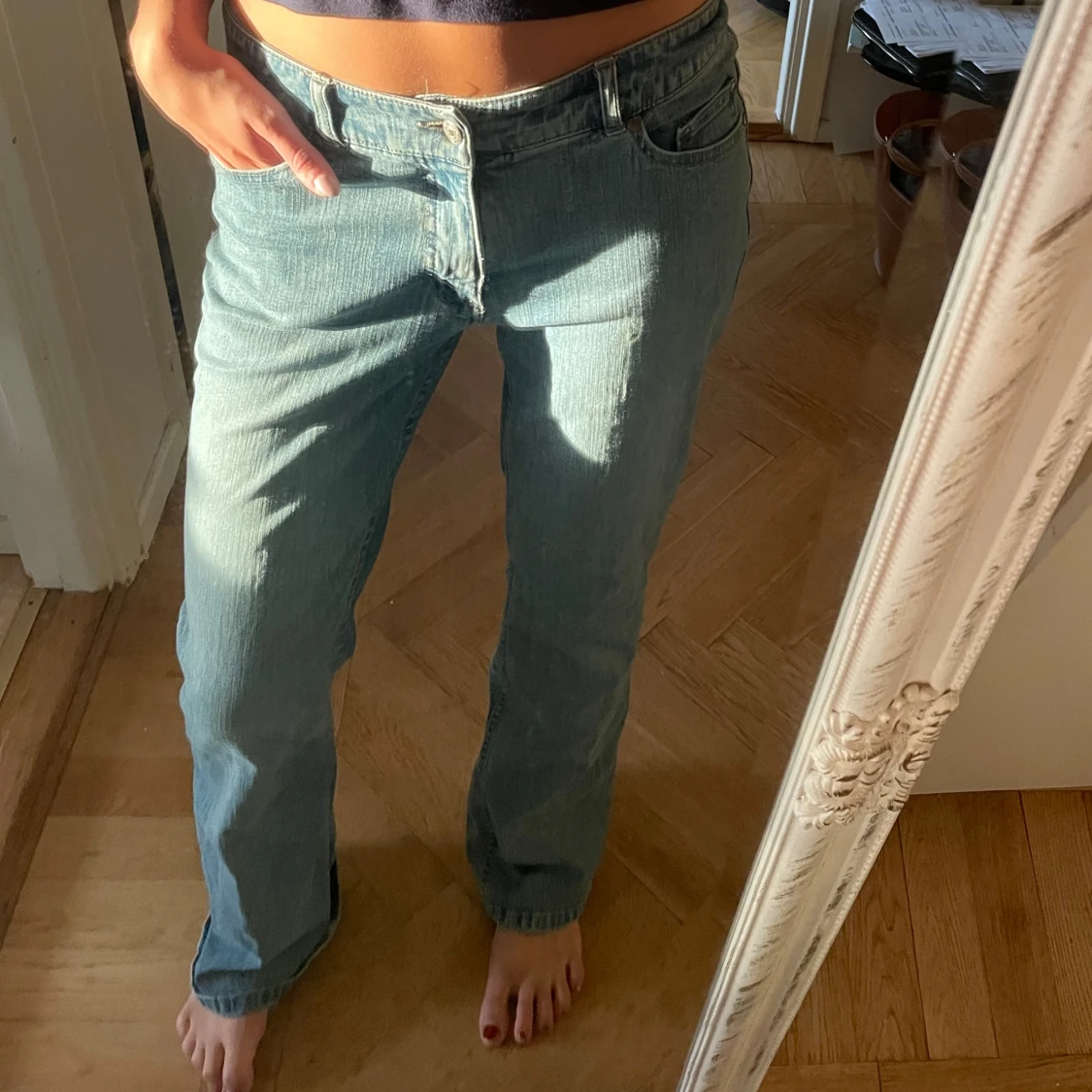 Blå bootcut jeans  - 1