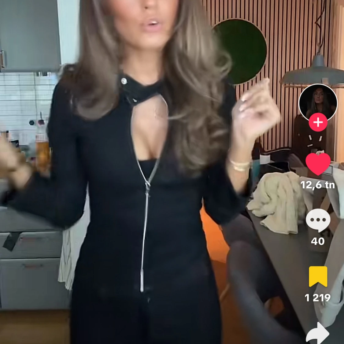 Svart jeansjacka med dragkedja Lova - 1