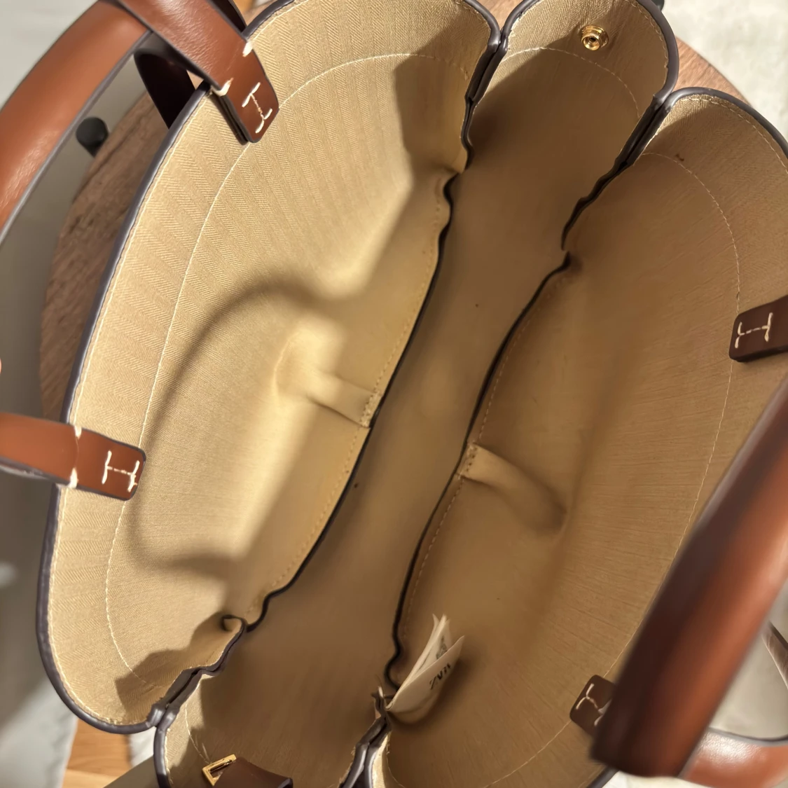 Zara tote bag axelremsväska handväska brun - 3