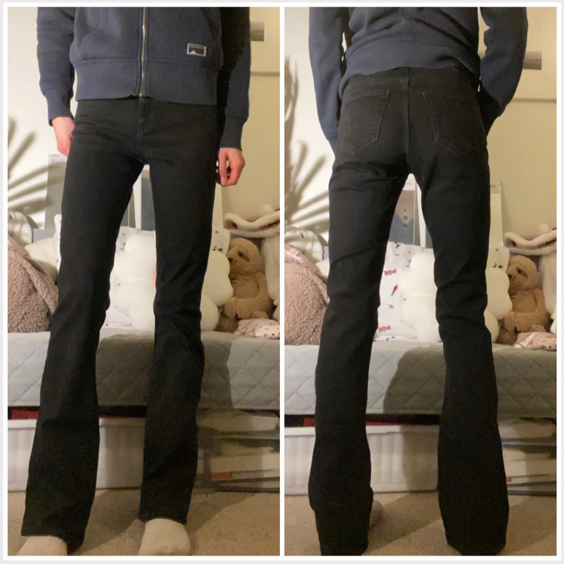 Snygga svarta bootcut jeans
